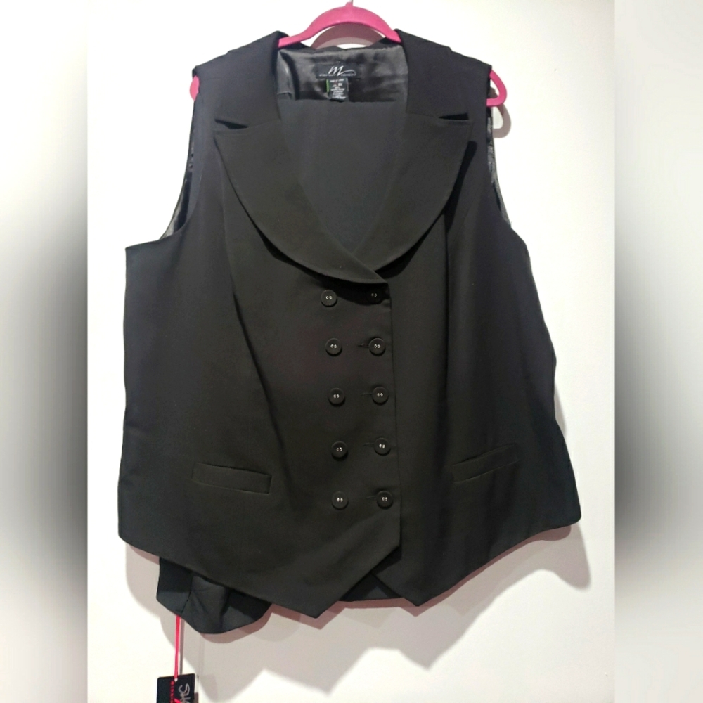 MIDNIGHT VELVET WOMEN'S 3X BLACK VEST PANT SUIT
